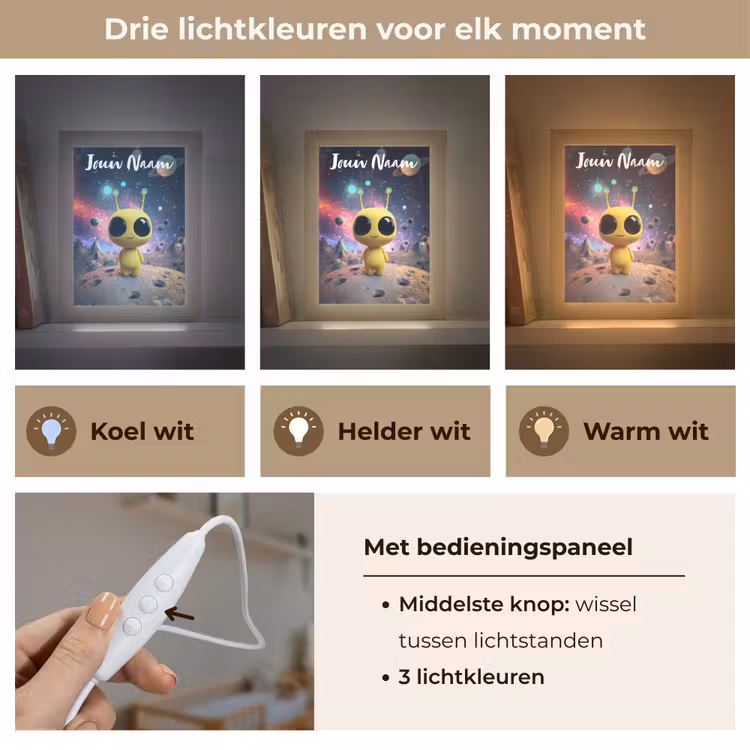 Nachtlampje met naam - Alien - Ruimte - Geel - Planeten — 5