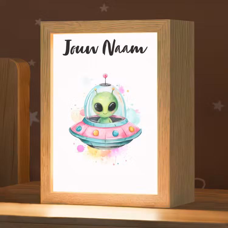 Nachtlampje met naam - Alien - Ufo - Kleurrijk — 1