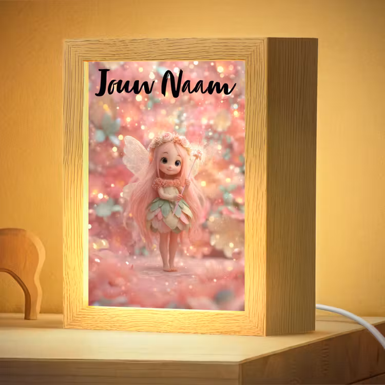 Nachtlampje met naam - Fee - Bloemen - Roze — 4