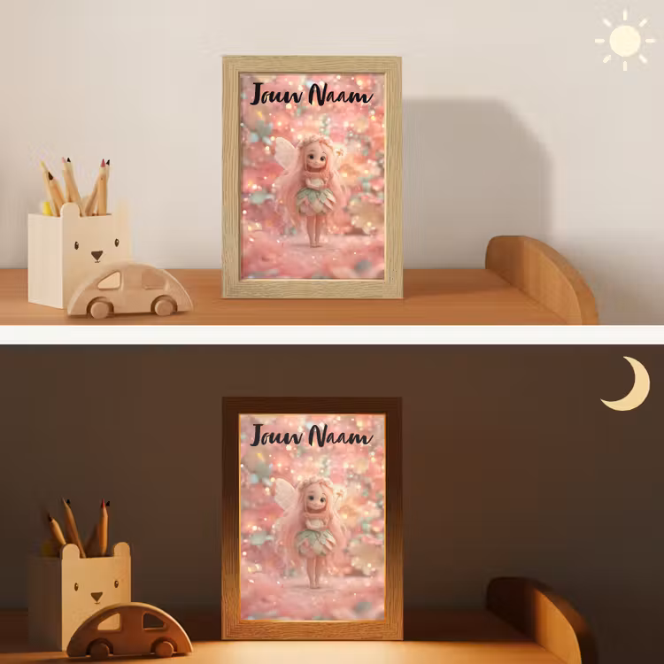 Nachtlampje met naam - Fee - Bloemen - Roze — 7