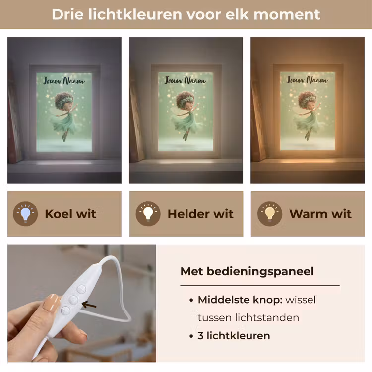 Nachtlampje met naam - Fee - Groen - Sprookje - Sterren — 5
