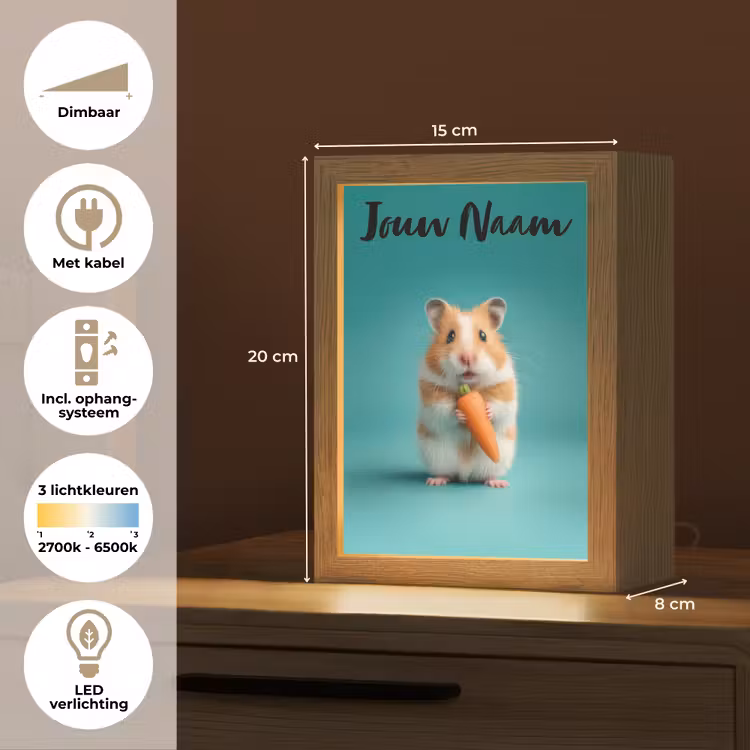 Nachtlampje met naam - Hamster - Wortel - Blauw — 2