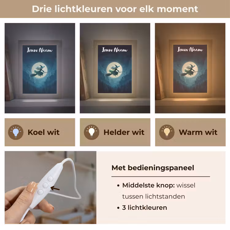 Nachtlampje met naam - Heks - Maan - Bos - Magisch — 5