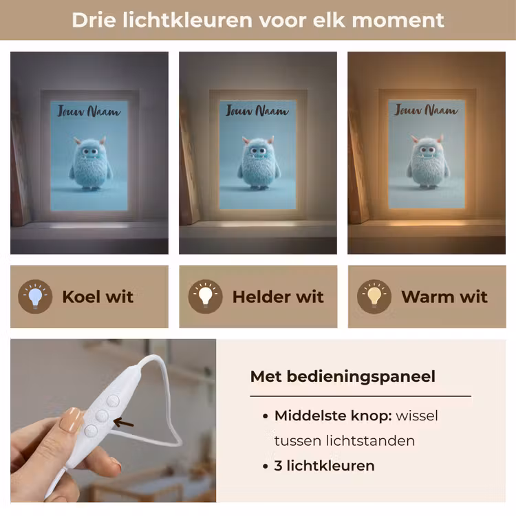 Nachtlampje met naam - Monster - Blauw — 5