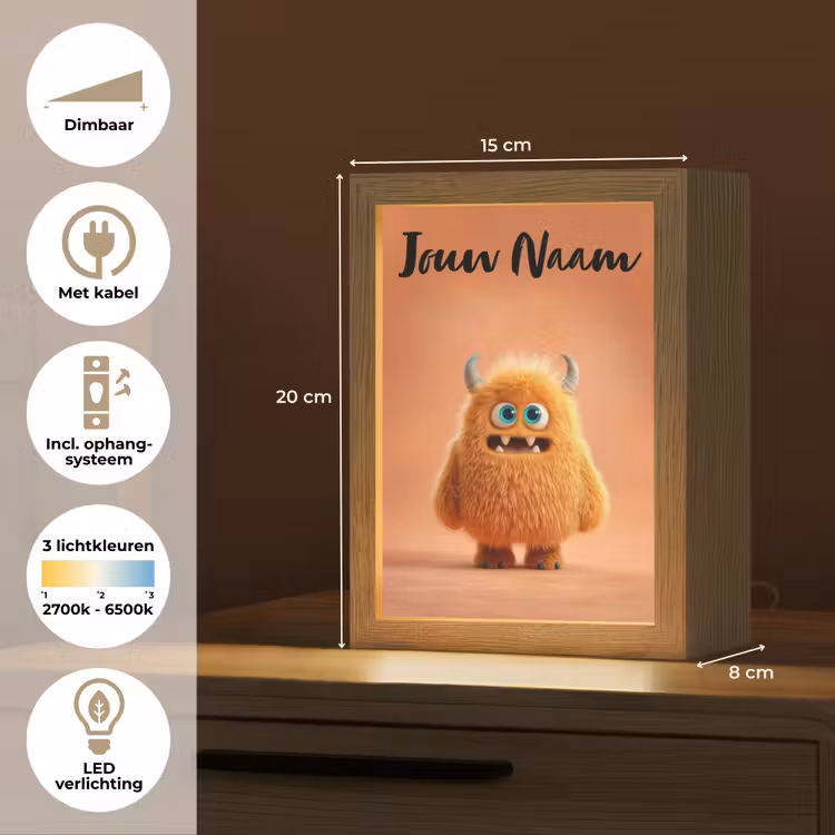 Nachtlampje met naam - Monster - Knuffel - Oranje — 2