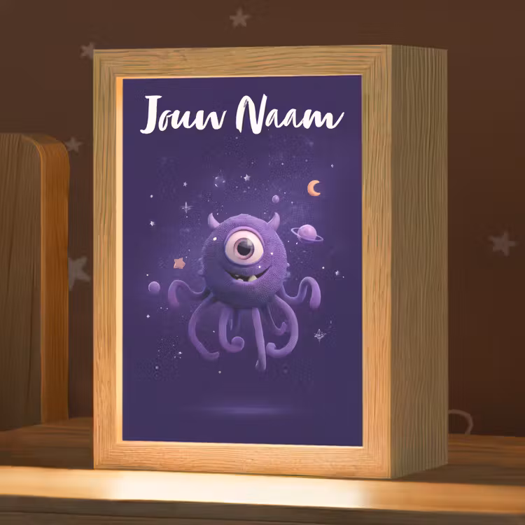 Nachtlampje met naam - Monster - Paars - Ruimte — 1