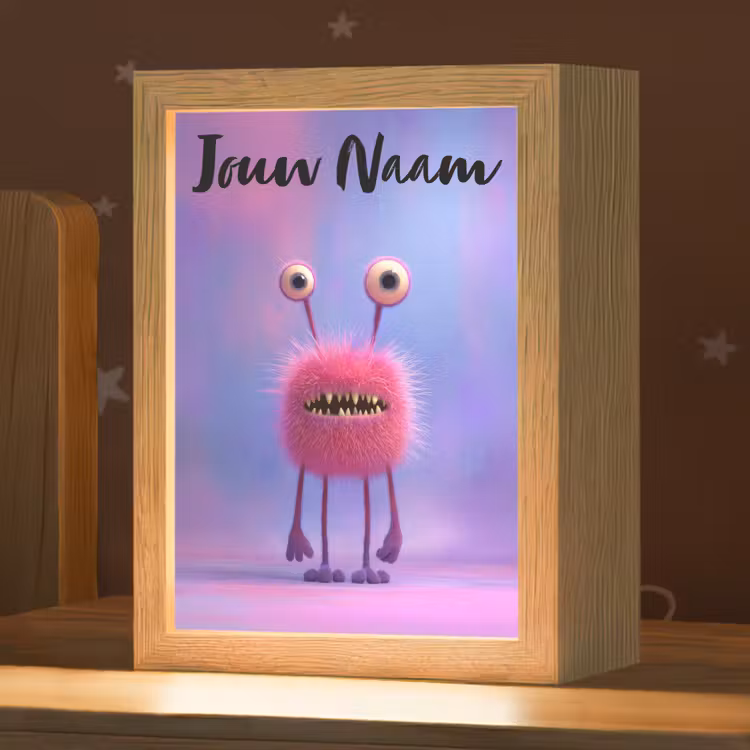 Nachtlampje met naam - Monster - Roze - Paars — 1