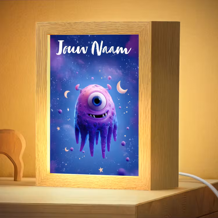 Nachtlampje met naam - Monster - Ruimte - Sterren - Paars — 4