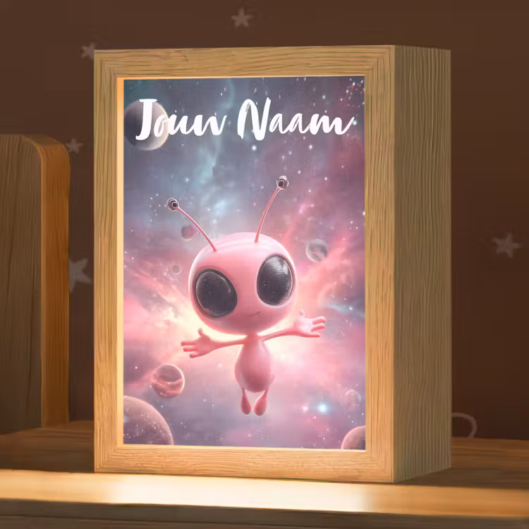 Nachtlampje met naam - Roze - Alien - Planeten - Ruimte — 1