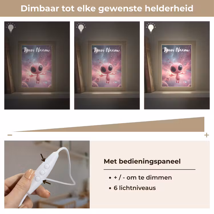 Nachtlampje met naam - Roze - Alien - Planeten - Ruimte — 6