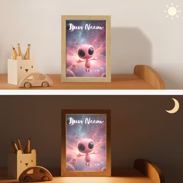 Nachtlampje met naam - Roze - Alien - Planeten - Ruimte — 7