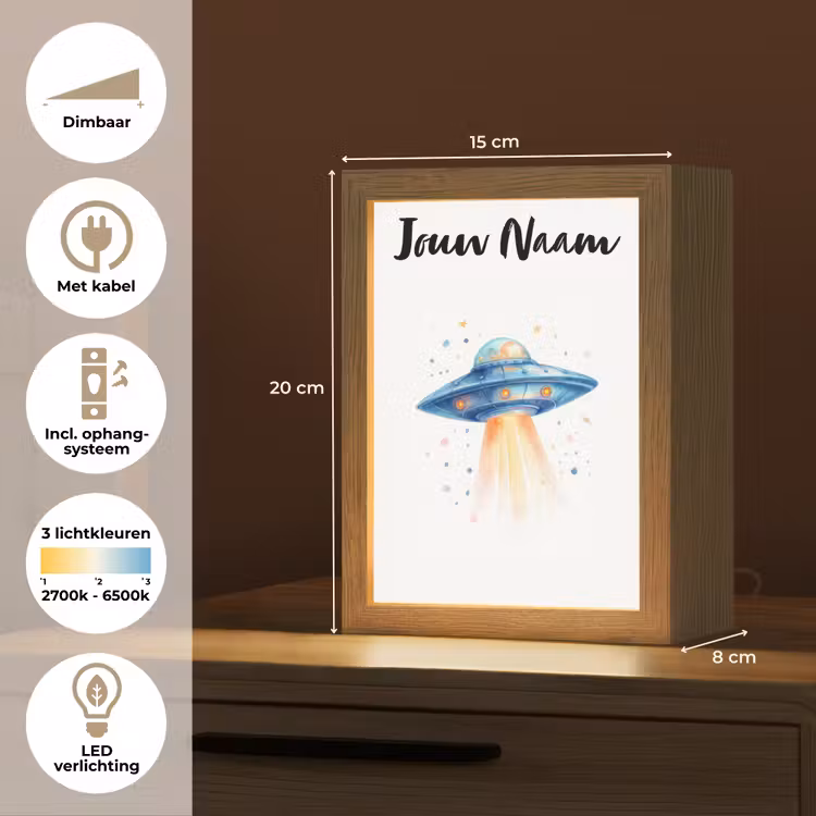 Nachtlampje met naam - Ruimte - Ufo - Sterren — 2