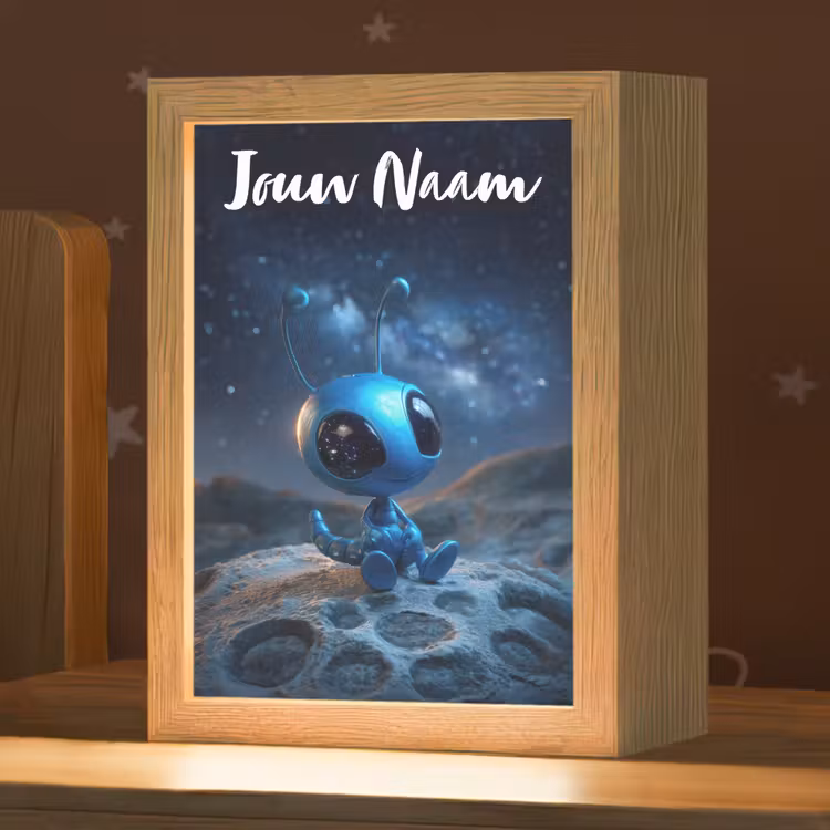 Nachtlampje met naam - Ruimtewezen - Blauw - Galaxy — 1