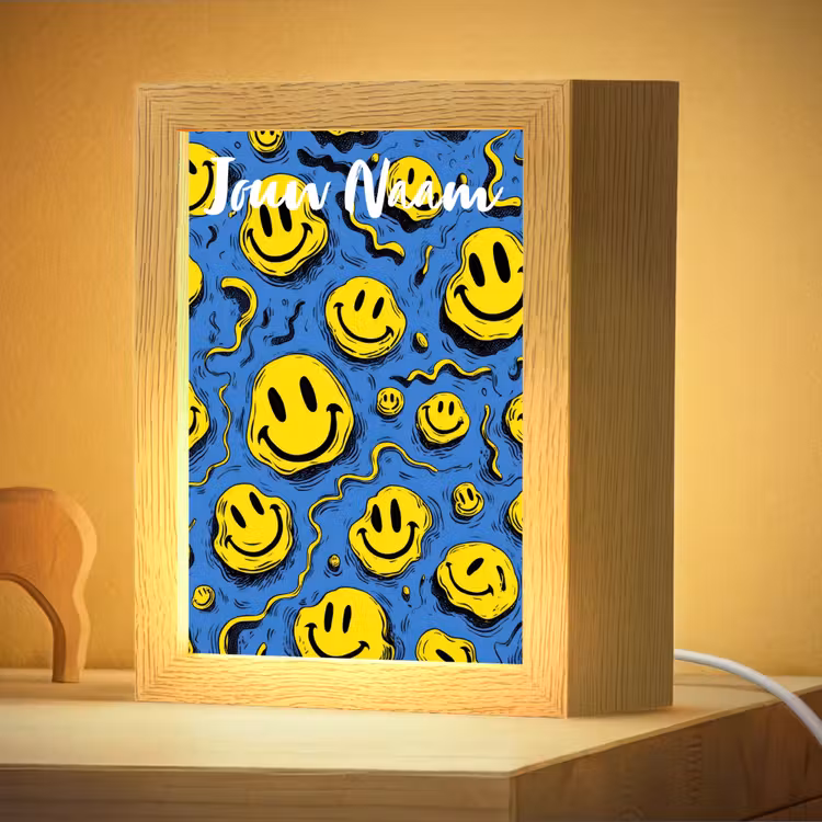 Nachtlampje met naam - Smileys - Geel - Blauw — 4