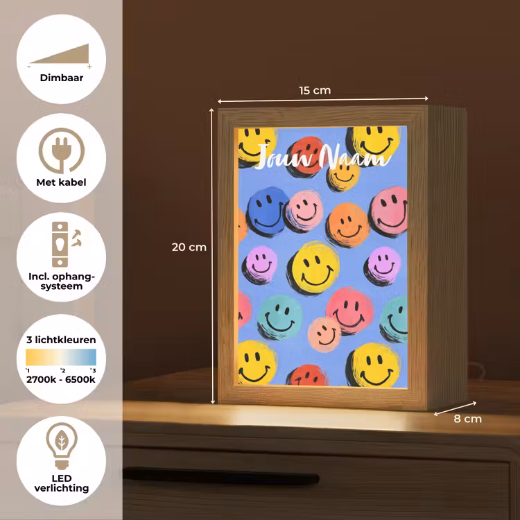 Nachtlampje met naam - Smileys - Kleurrijk — 2