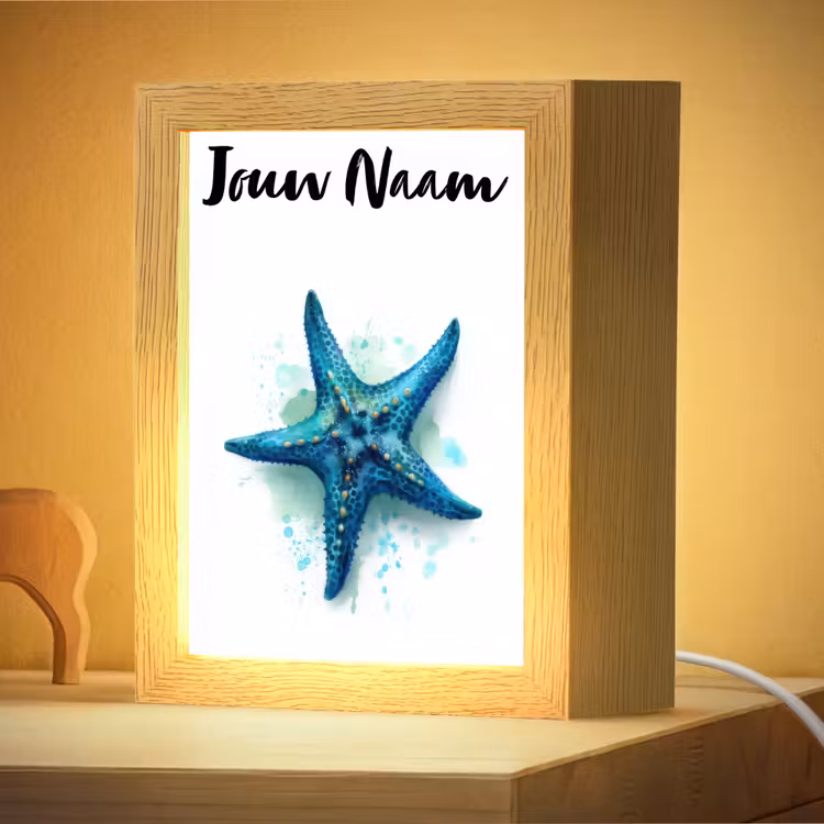 Nachtlampje met naam - Zeester - Blauw - Spetters — 4