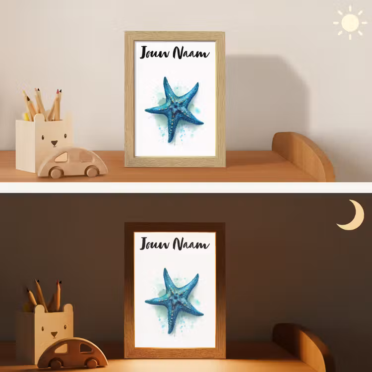 Nachtlampje met naam - Zeester - Blauw - Spetters — 7