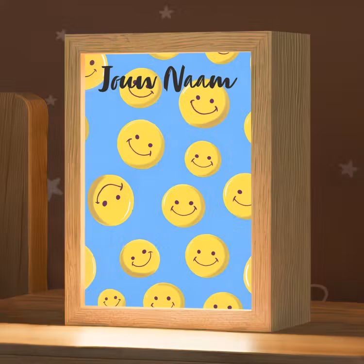 Nachtlampje met naam - Smileys - Geel - Blauw — 1