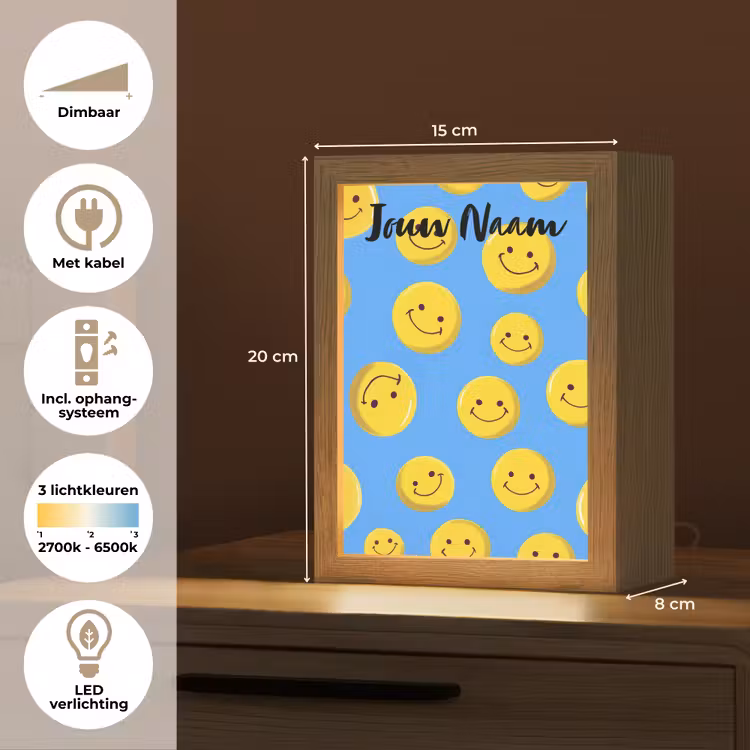 Nachtlampje met naam - Smileys - Geel - Blauw — 2