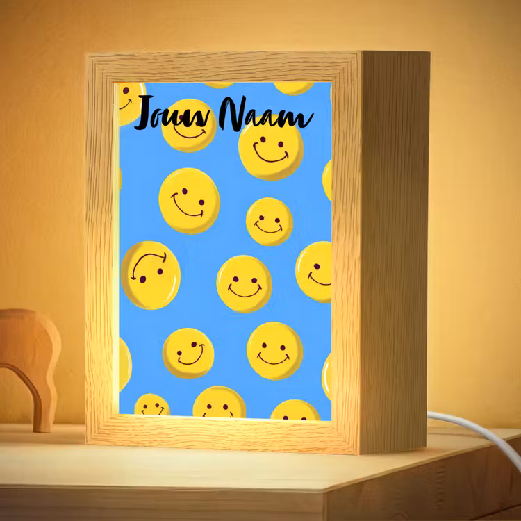 Nachtlampje met naam - Smileys - Geel - Blauw — 4