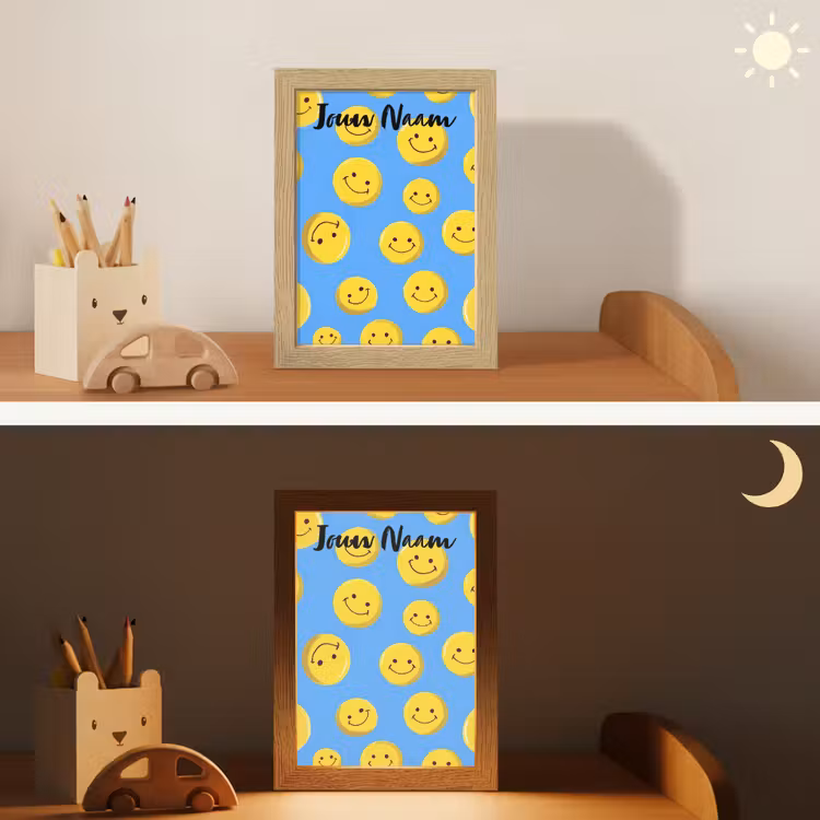 Nachtlampje met naam - Smileys - Geel - Blauw — 7