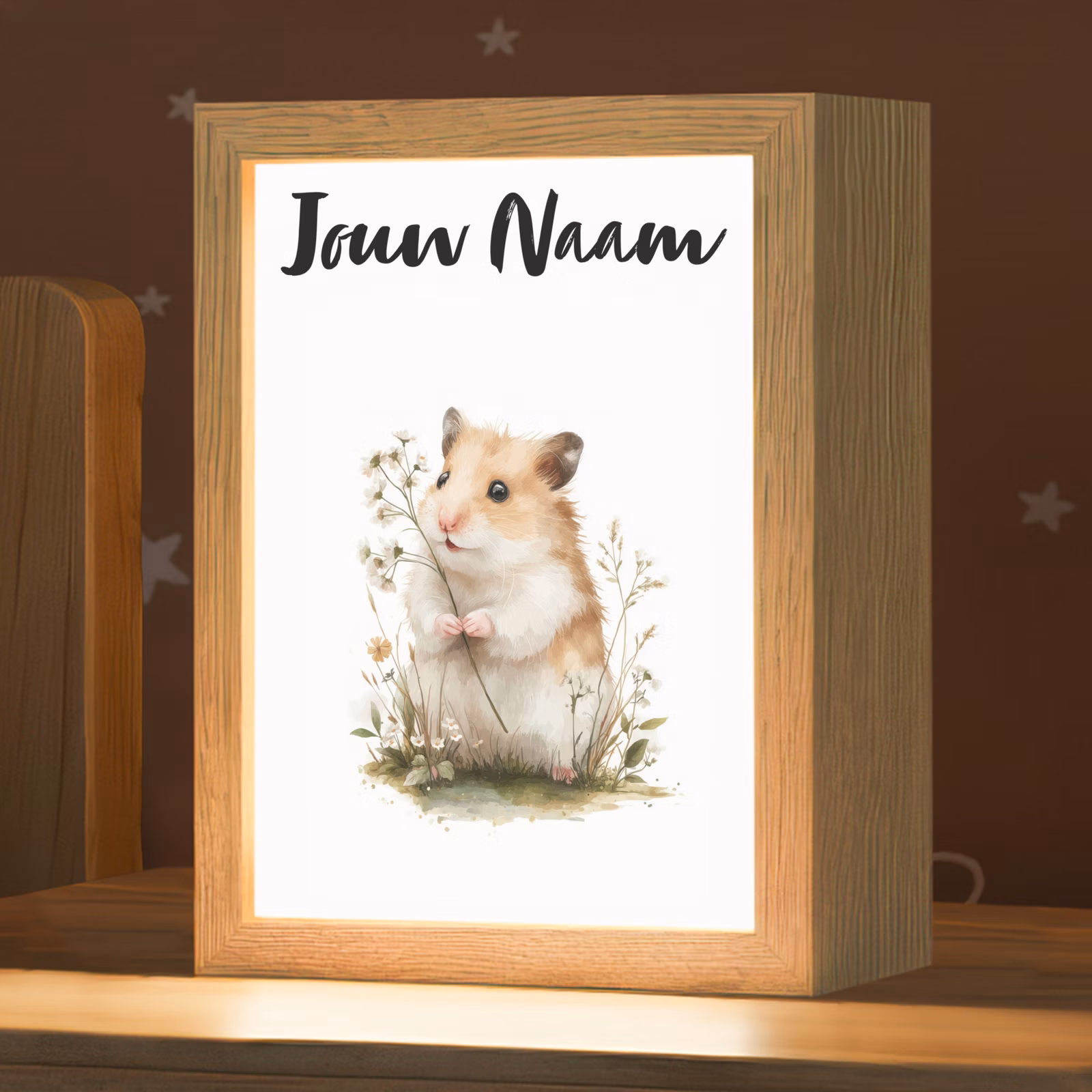 Nachtlampje met naam - Hamster - Bloemen — 1