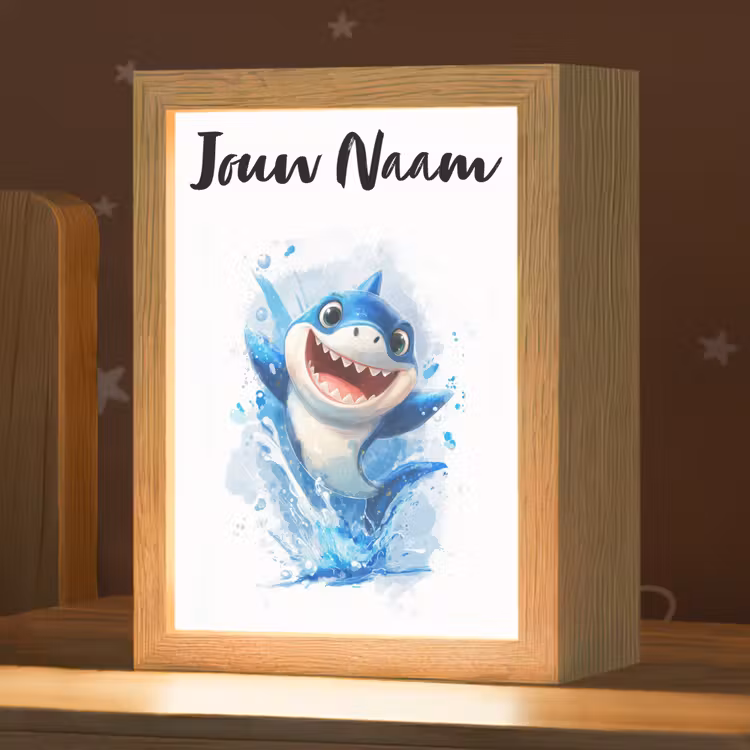 Nachtlampje met naam - Haai - Water - Blauw — 1