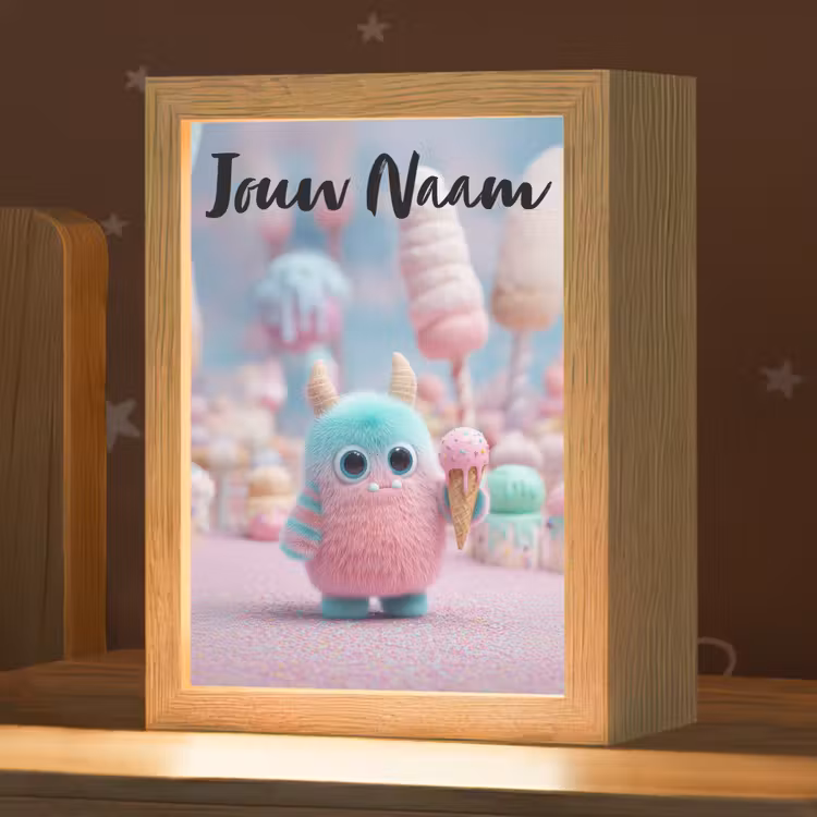Nachtlampje met naam - Monster - Pastel - Roze - Snoep — 1