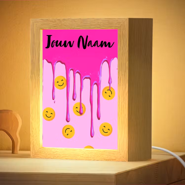 Nachtlampje met naam - Smiley - Roze - Glazuur — 4