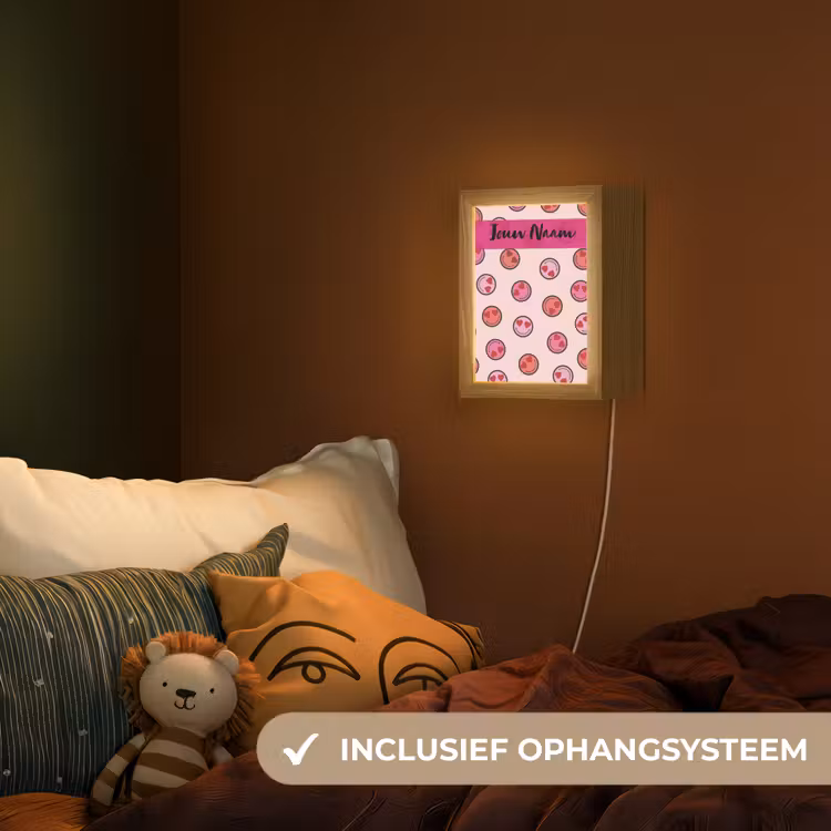 Nachtlampje met naam - Smileys - Hartjes - Roze — 3