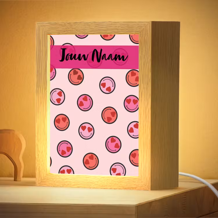 Nachtlampje met naam - Smileys - Hartjes - Roze — 4