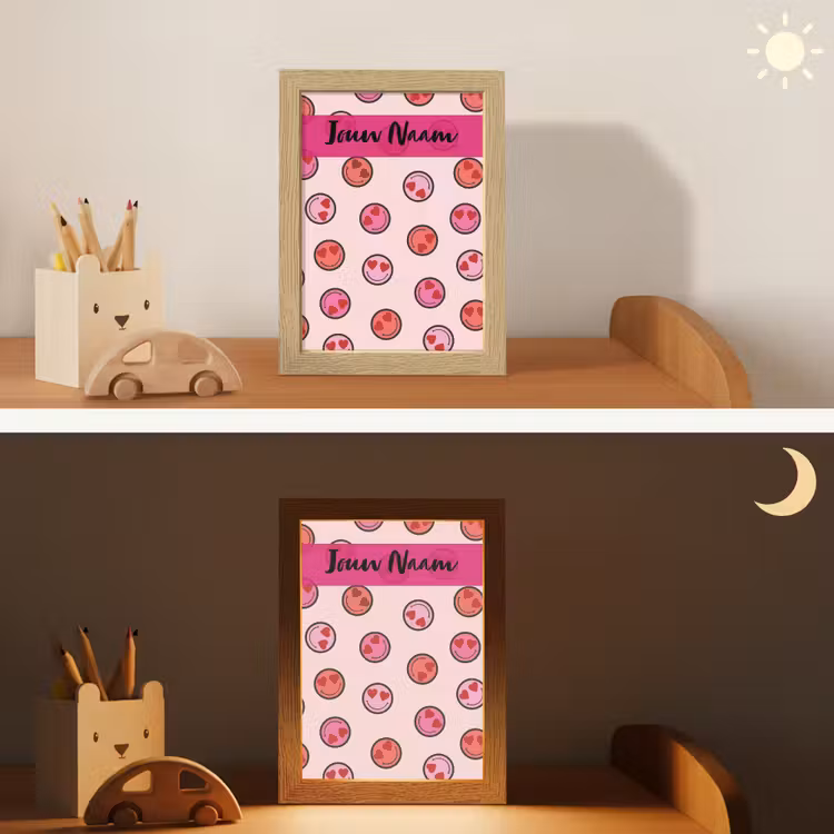 Nachtlampje met naam - Smileys - Hartjes - Roze — 7