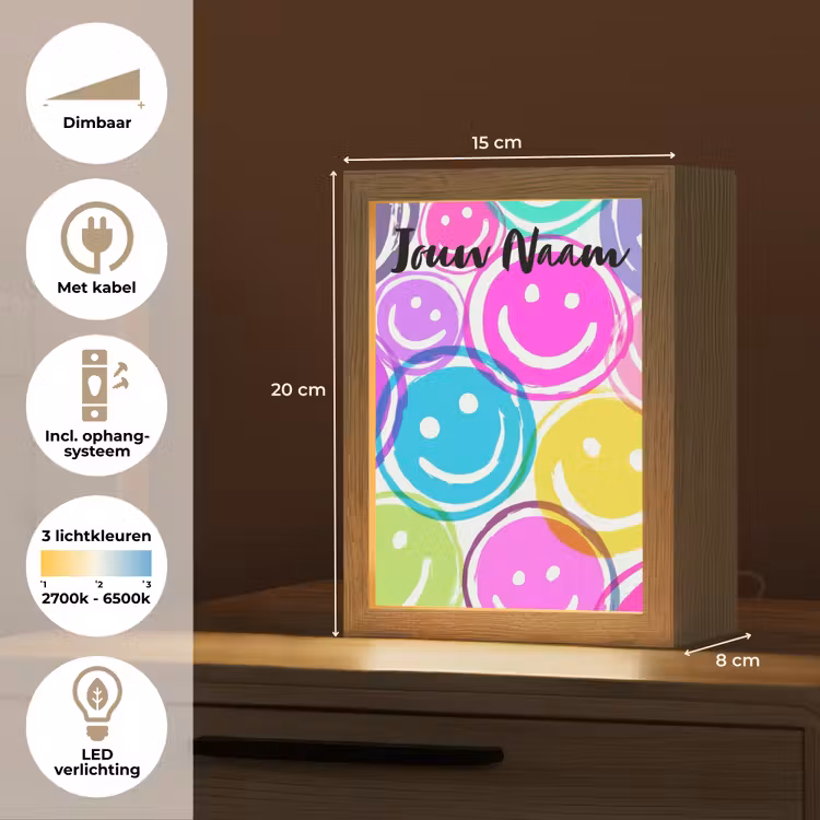 Nachtlampje met naam - Smileys - Kleurrijk - Neon — 2