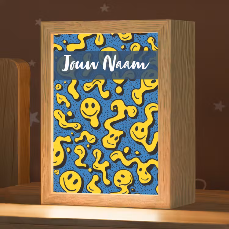 Nachtlampje met naam - Smileys - Geel - Blauw — 1