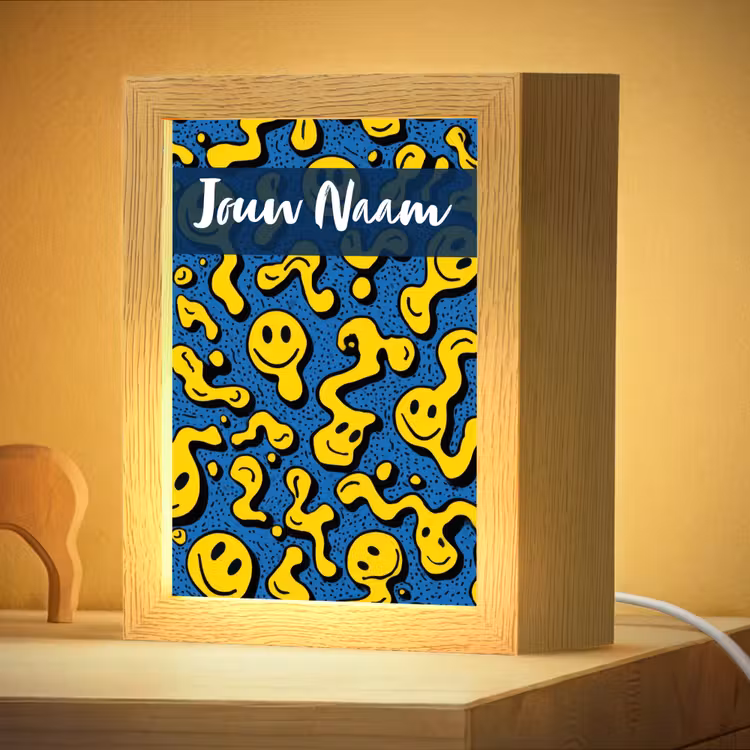 Nachtlampje met naam - Smileys - Geel - Blauw — 4