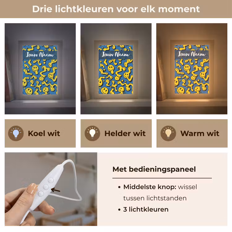 Nachtlampje met naam - Smileys - Geel - Blauw — 5