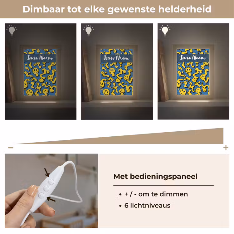 Nachtlampje met naam - Smileys - Geel - Blauw — 6