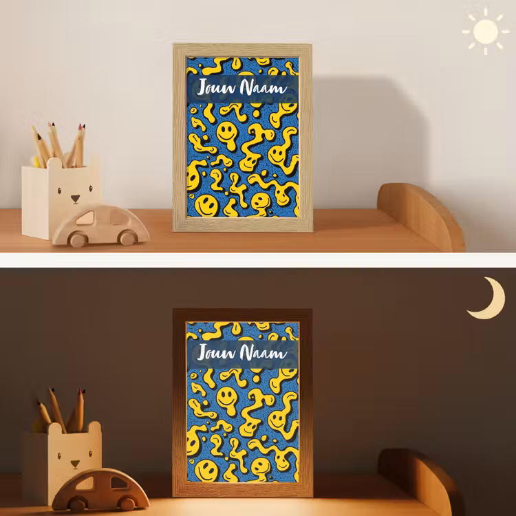 Nachtlampje met naam - Smileys - Geel - Blauw — 7