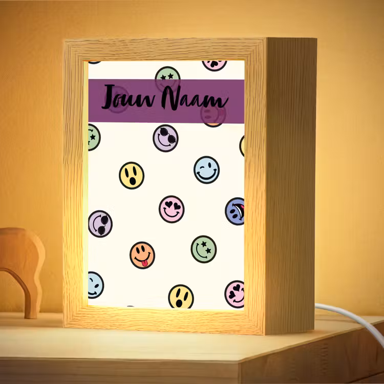 Nachtlampje met naam - Smileys - Kleurrijk - Grappig — 4