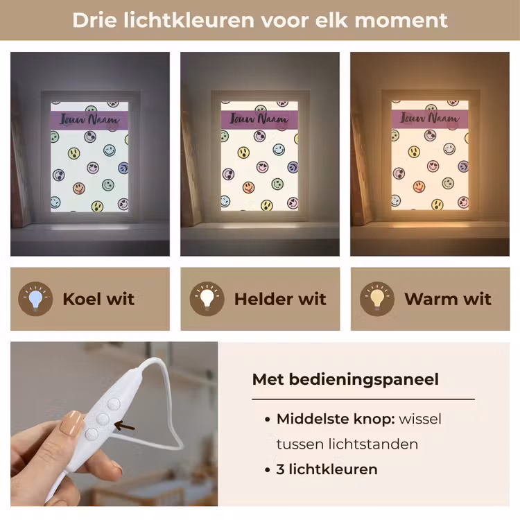 Nachtlampje met naam - Smileys - Kleurrijk - Grappig — 5