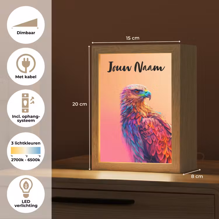 Nachtlampje met naam - Arend - Vogel - Kleurrijk - Dier — 2
