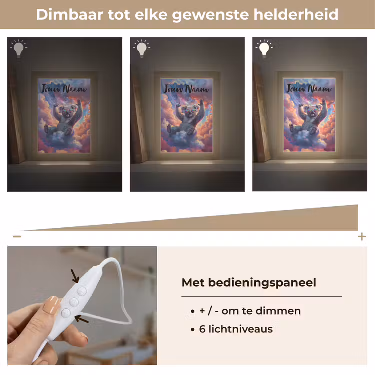 Nachtlampje met naam - Koala - Dier - Zonnebril - Wolken — 6