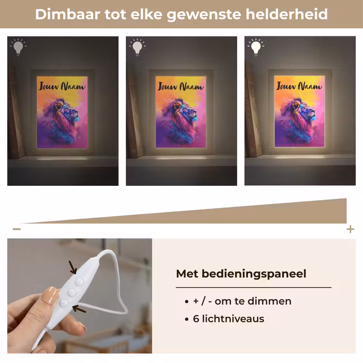 Nachtlampje met naam - Leeuw - Verf- Kleuren - Dier — 6