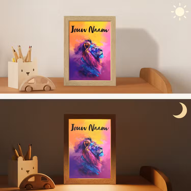 Nachtlampje met naam - Leeuw - Verf- Kleuren - Dier — 7