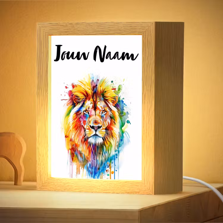 Nachtlampje met naam - Leeuw - Verf - Kleurrijk - Wit - Dier — 4