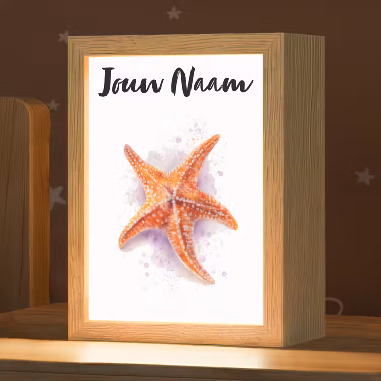 Nachtlampje met naam - Zeester - Oranje - Paars — 1