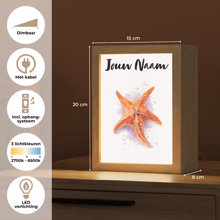 Nachtlampje met naam - Zeester - Oranje - Paars — 2