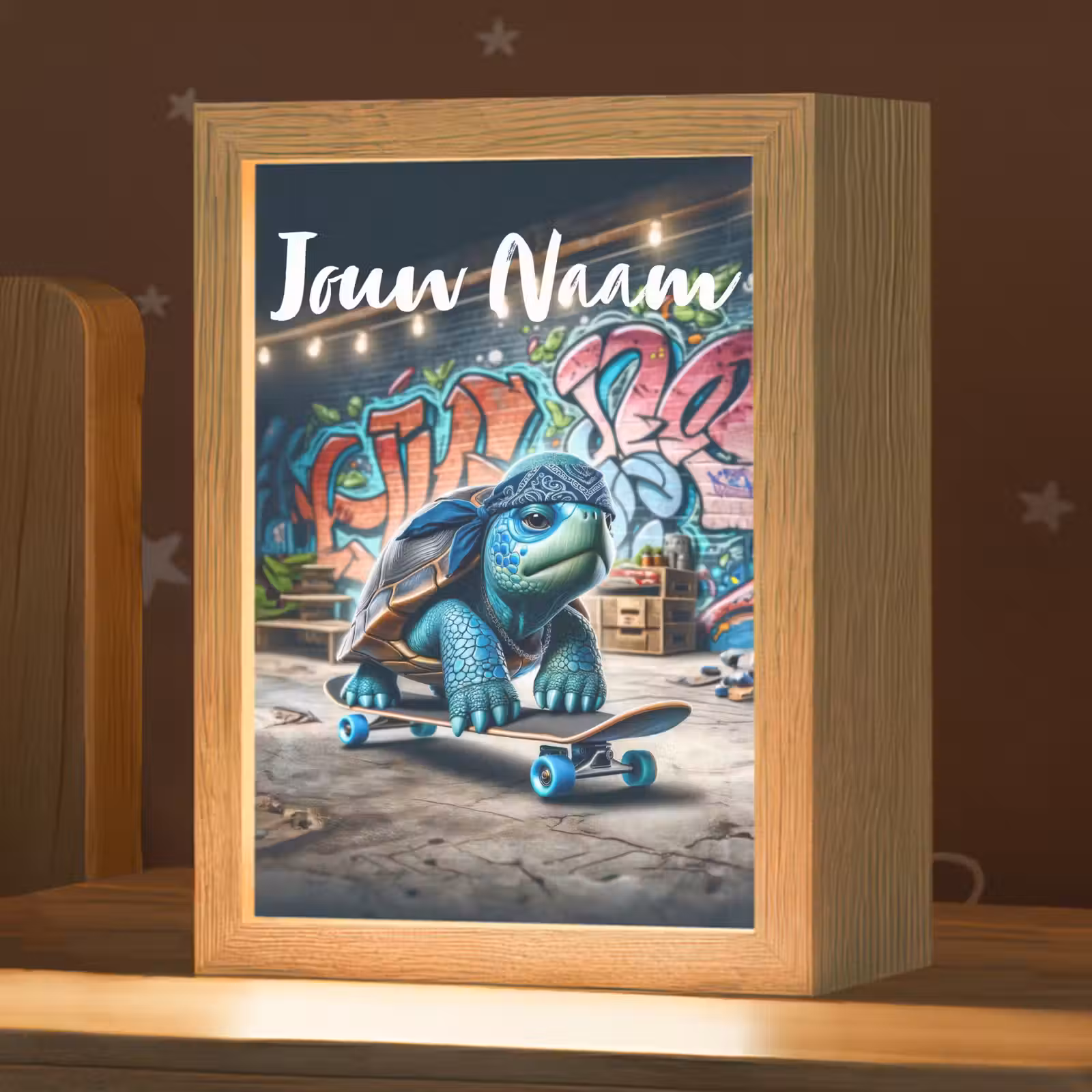 Nachtlampje met naam - Schildpad - Graffiti - Skateboard - Jongens — 1