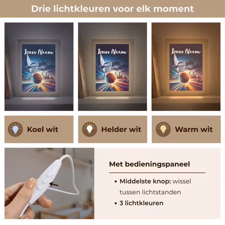 Nachtlampje met naam - Basketbal - Sport - Basket - Stad — 5