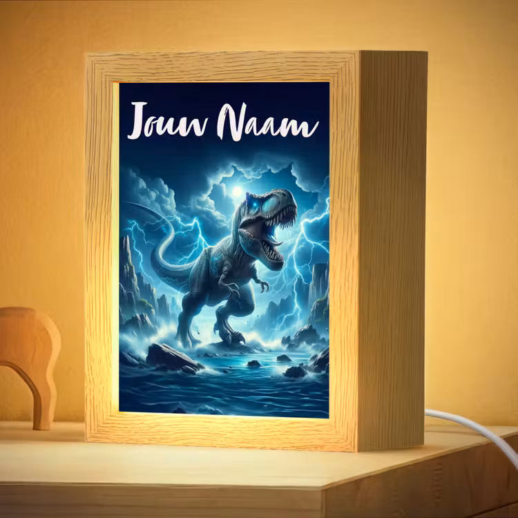 Nachtlampje met naam - Dino - Blauw - Jongens — 4